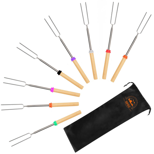 Marshmallow/Hot Dog Roasting Sticks with Storage Bag 8 Pack