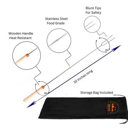 Marshmallow/Hot Dog Roasting Sticks with Storage Bag 8 Pack